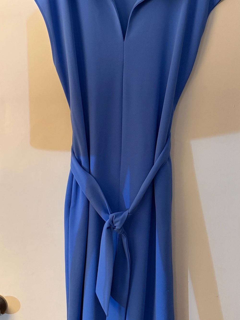 Maggy London Cornflower Blue Midi Shirt Dress with Waist Tie